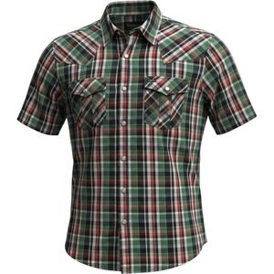 LRG Wovens Men's XL Green Plaid Pearl Snap Western Shirt Short Sleeve Streetwear